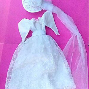 Barbie doll Romantic Wedding Bride dress & hat 8Os